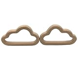 Kissteether 2pcs 手作り木製オーガニックセーフベビーテザー雲ペンダントオーガニックナチュラルブナ木製玩具ハンドカット動物DIYベビーテザー看護アクセサリー (2pcs)