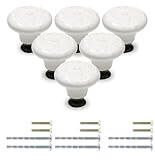 セラミック引き出しノブ 家具取っ手 箪笥 建築金具ツマミ 陶器 つまみ ノブ 戸棚食器棚 装飾 DIY 建築金具 戸棚引き 6個セット (6, ホワイト)