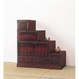 民芸調タンス/階段箪笥 〔右下がり/幅67cm〕 木製(桐) 〔完成品〕