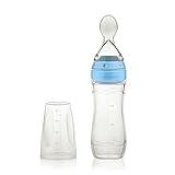 Pixco Feederのスプーンを使った自宅の赤ちゃん哺乳瓶新生児の栄養補助食品のための食用米穀類シリコンボトル (青)
