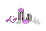 organicKidz Baby Grows Up Stainless Steel Bottle Set, Lavender Dots, 9 Ounce by organicKidz [並行輸入品]