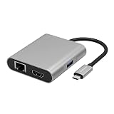 オウルテック USB Type-Cハブ 4 in 1 USB3.2 Gen1対応 PD100W 給電ポート付き USB Type-C to マルチポートアダプター HDMI/LAN/Type-Aポート/給電用Type-Cポート シルバー OWL-DS3181-SV