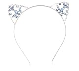 Bonnie Z Leonardo Girls Sweetクリスタルフラワー猫耳ヘアバンドヘッドバンド