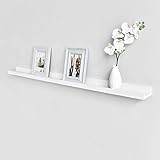 LAPTAIN 飾り棚 壁付け棚 ウォールシェルフ 壁飾り収納シェルフ マガジンラック おしゃれ滑り止めU型 (幅90cm, ホワイト)