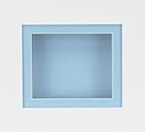 BabyRice Deepボックス表示フレームfor 2d 3d ArtオブジェクトMedal Keepsake Baby Casts 1st Bootees花ホワイト/ブルーマウント/ブルーBack