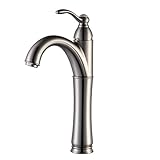 Kraus FVS-1005SN Riviera Single Lever Vessel Bathroom Faucet Satin Nickel [並行輸入品]
