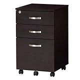 SINAPP デスクワゴン キャスター シンプル ワゴン 3段 鍵付き SIK0234 ダークブラウン