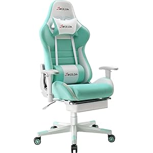 SWOLOL ゲーミングチェア オットマン付き ゲーム用チェア フル装備 多機能 ハイパフォーマンス ウレタン採用 デスクチェア オフィスチェア パソコンチェア 耐重150kg 静音キャスター PUレザー ミントグリン SW02 緑