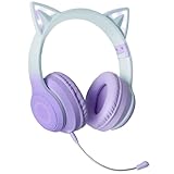 猫耳ヘッドホン オーバーイヤー ねこみみ ヘッドホン Bluetooth 5.1 ゲーミングヘッドセット 子供用 ワイヤレスヘッドフォン 猫耳 ワイヤレス 取り外し可能マイク付き HiFi 有線/無線両用 LEDライト 虹色変換 密閉型 折りたたみ 柔らかい サイズ調節 軽量 通話対応 iPhone/iPad/Android/PC クリスマス/誕生日/子供の日ギフト 日本語取扱説明書付 (紫)