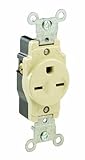 Leviton 5089-I 15 Amp, 250 Volt, Narrow Body Single Receptacle, Straight Blade, Commercial Grade, Gr