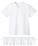[グリマー] 00337-AVT 4.4オンス ドライ VネックTシャツ 10枚セット メンズ (ホワイト,S)