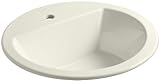 KOHLER K-2714-1-96 Bryant Round Self-Rimming Bathroom Sink with Single-Hole Faucet Drilling, Biscuit
