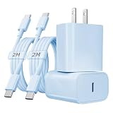 iPhone17 iPhone16 タイプC 充電器 Type-C PD 20W 急速充電器 [2個セット/MFi認証/PSE認証] 2M 2本 USB-C TO C ケーブル付き USB-C 電源アダプター スマホ 充電器 For iPhone 17 16 15 Pro Max iPad AirPods Android 各種Cタイプ端子対応(ブルー)