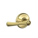 Schlage F40 VLA 605 16-080 10-027 134 N N SL Avila Bed and Bath Lever, Bright Brass Schlage Lock Com