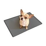 Pawtasy 犬 トイレトレー ワイド シリコン 犬用 おしっこトレー 60x40cm 猫用 ペットトイレマット 高縁1cm 溢れ止め 犬用トイレ 滑り止め お手入れ簡単 小さめ(グレー)