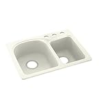 Swaoi|#Swanstone KS02518DB.018-3 18-In X 25-In Solid Surface Kitchen Sink 3-Hole, Bisque, by Swansto
