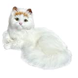 猫のぬいぐるみ、猫のぬいぐるみ、かわいい子猫のぬいぐるみ、白い猫のぬいぐるみ、動物のリアルなおもちゃ、柔らかい動物のペットふわふわ小さな猫のぬいぐるみギフト