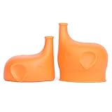 幸せな こぼれない シリコンコップカバー シリコンキャップ シリコン蓋 漏れない かわいい 象さん 子供用 年寄り 衛生　全5色 (オレンジ)
