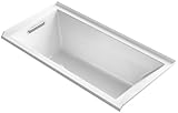 KOHLER 1121-LW-0 Underscore 60-Inch x 30-Inch Alcove Bath with Bask Heated Surface, Tile Flange, and