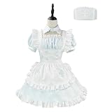[CR ROLECOS] 水色 メイド服 コスプレ ナース 大きいサイズ メイド コスプレ衣装 可愛い めいど 制服 ハロウィン 仮装 レディース maid cosplay cute 地雷系 喫茶店 撮影 文化祭 イベント 4点セット（XXL）