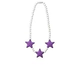 Stimtastic Chewable Silicone Beaded Stars Necklace Nontoxic BPA and Phthalate Free, Lilac/white [並行輸