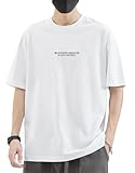 [JHIJSC] tシャツ メンズ 半袖 夏 綿 ゆったり カジュアル シンプル おしゃれ 大きいサイズ (JP, アルファベット, 3XL, ホワイト)