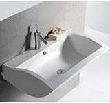 Whitehaus whkn1128 whkn1128isabella長方形壁マウントBasinオーバーフロー、1つの蛇口穴&リアセンターDrain ,ホワイト