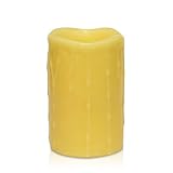 High Quality Battery-Powered Flameless Dripping LED Candle with Timer, 4 x 6, Ivory