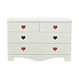 アルファタカバ 子供部屋に置きたいキッズチェスト ポップハート 幅100cm3段タイプ ホワイト(取っ手いろいろ)