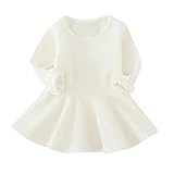 (プタス)Putars ベビー服 子供服 女の子 ワンピース ドレス 長袖 ワンカラー ベーシック シンプル 可愛い 記念日 プレゼント 12ヶ月-4歳 (ワンサイズ上のをお勧め)