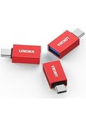 USB Type-A to USB Type-C変換アダプター LOKUKA USB 3.0オス-メス変換コネクター OTG機能対応 5Gbps転送速度【3個・レッド】
