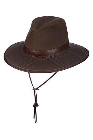 Oil Cloth Safari Hat with Leather Trim 