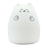pursentials夜ライトLEDランプの変更の子供キッズ赤ちゃん保育園、ベッドサイド、寝室 – 変光かわいい猫マルチカラーシリコンかわいい猫笑顔with Paws