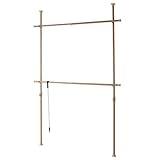 山善(YAMAZEN) 突っ張りポールハンガーラック ダブル (高さ190-260cm) ナチュラル(木目) WJ-775R(GNA)