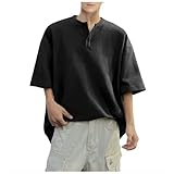 [Regoss] 夏服 メンズ tシャツ 半袖 クルーネック 大きいサイズ ゆったり おしゃれ トップス 柔らかい 軽い シンプル オシャレ おもしろ プリント 服 カジュアル 快適 人気 通勤 カットソー ベーシック ティーシャツ男女兼用(ブラック,4XL)