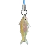 カツオ 夜光貝 ストラップ 天然珊瑚付き 青色紐