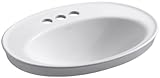 Kohler Serif self-rimming洗面所with 4インチセンター 4 Inch Center K-2075-4-0 1