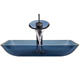 Theポラリス洗面台p046 Aquaバスルームアンサンブル( Bundle – 4 Items :舟形シンク、滝蛇口、ポップアップ排水、シンクリング) P046-AQ-ORB