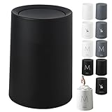 ゴミ箱 ふた付き 大容量 ダストボックス 蓋付き 丸型 おしゃれ 袋が見えないゴミ箱 黒 コンパクト サニタリーボックス シンプル 北欧 洗面所 トイレ リビング キッチン オフィス ベッドルーム用 (ブラック-C,12L)