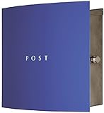 ポスト 郵便受け 壁掛け 壁付け ステンレス ボン ブルー モダン /鍵付き/左開き