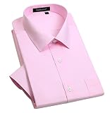 [Enlision] ピンク ワイシャツ メンズ 長袖 形態安定 ノーアイロン ストレッチシャツ 立体縫製 ビジネス スリム 速乾 レギュラーカラー フィット 綿高率混 Mサイズ