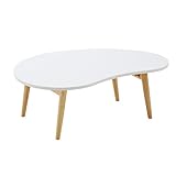 大川家具 関家具 センターテーブル 豆型 90cm幅 ホワイト/オーク 234266