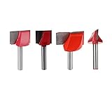 Flameer 木工ツール　CNC　ルーター　HSS　ビット　4本セット　エンドミル　シャンク（6mm）　赤　Vグルーブ　工業品質