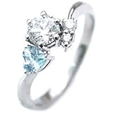 SUEHIROスエヒロ 婚約指輪 指輪 エンゲージリング オーダー制作 ダイヤモンド 0.3ct Fカラー SI2 EXCELLENT プラチナ Pt900 鑑定書付き サイド 3月誕生石 ハート アクアマリン ダイヤモンド入り サイズ18