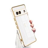 QLTYPRI Google Pixel 7a ケース ハート Pixel7a ケース ピクセル7a カバー おしゃれ 韓国 可愛い メッキ加工 ソフト TPU 薄型 軽量 耐衝撃 スマホケース ワイヤレス充電対応 ストラップホール付き - ホワイト #2