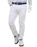 [MC MensCasual] エムシー ジャージ感覚ストレッチ ゴルフパンツ メンズ ゴルフウェア チノパン スキニーパンツ イージーパンツ 秋冬 春夏 1-ホワイト Mサイズ