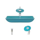 The MR Direct 640 Turquoise Chrome Waterfall Faucet Bathroom Ensemble [並行輸入品]