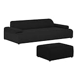 arne ソファー 3人掛け ロータイプ 肘付き オットマン付き 足置き 布張り ファブリック Hunt 3P・ottoman セット ブラック