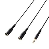 エレコム テレビ用ヘッドホン延長ケーブル 2分配 5m ブラック EHP-TVEW50BK