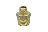 ノーブランド品　ブラス　六角ニップル 　異径両口　スレッド３/８"　スレッド１/４"　２５個入り